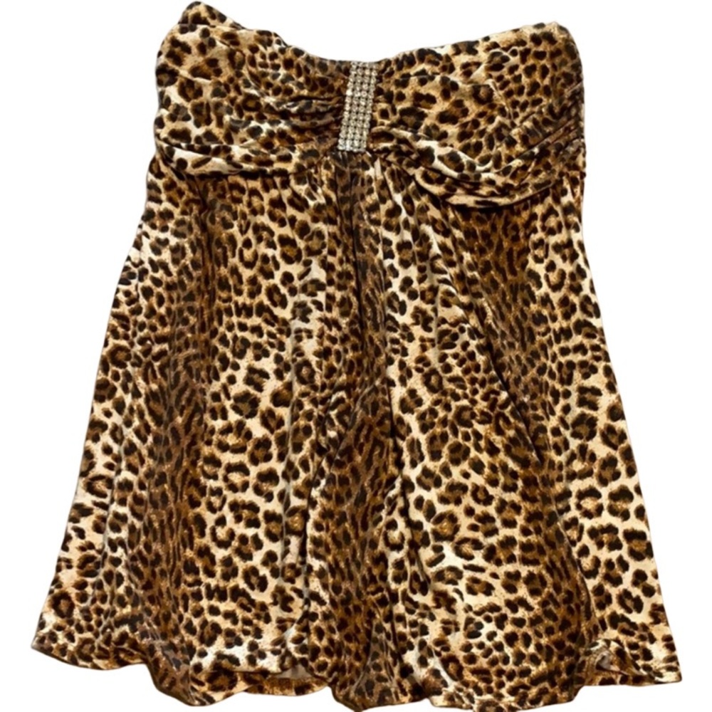 TART leopard print strapless sweetheart top